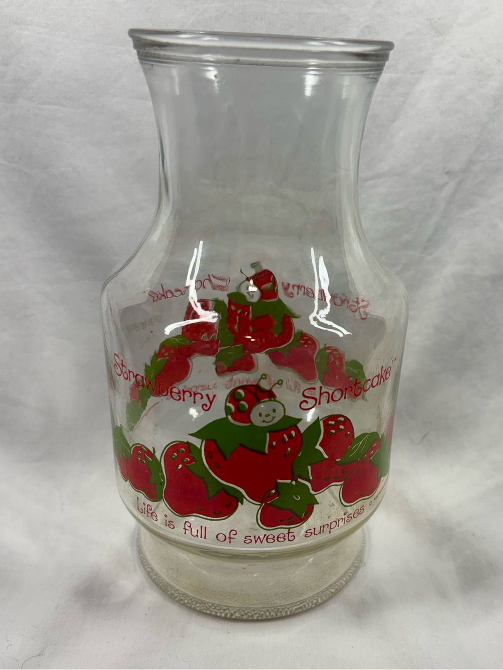 Vintage 1980 Strawberry Shortcake Glass Carafe Pitcher American Greetings